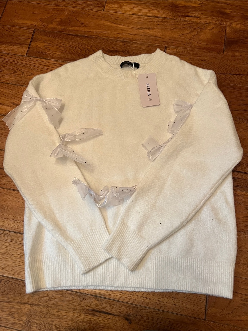 Women's Cream Bow-Accent Sweater -
